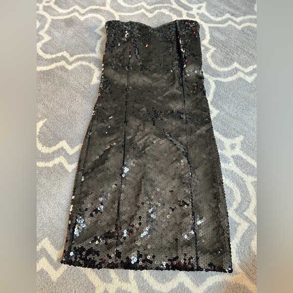 Alice Olivia Ro Black Sequin Tube Dress Size 2 - Picture 2 of 7